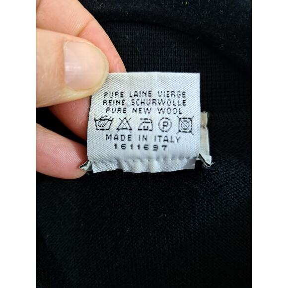 Linea Uomo Men's Vintage Black Wool Sweater W/ Collar Size Large - Picture 3 of 4